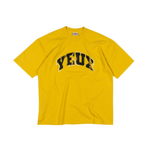 YEUX Distressed Yellow and Black Short Sleeve T-Shirt