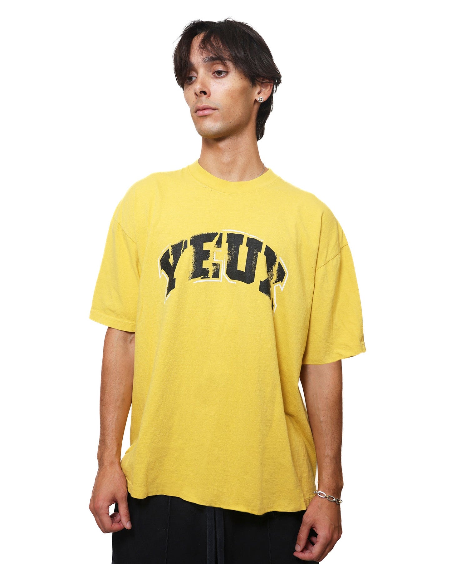 YEUX Distressed Yellow and Black Short Sleeve T-Shirt