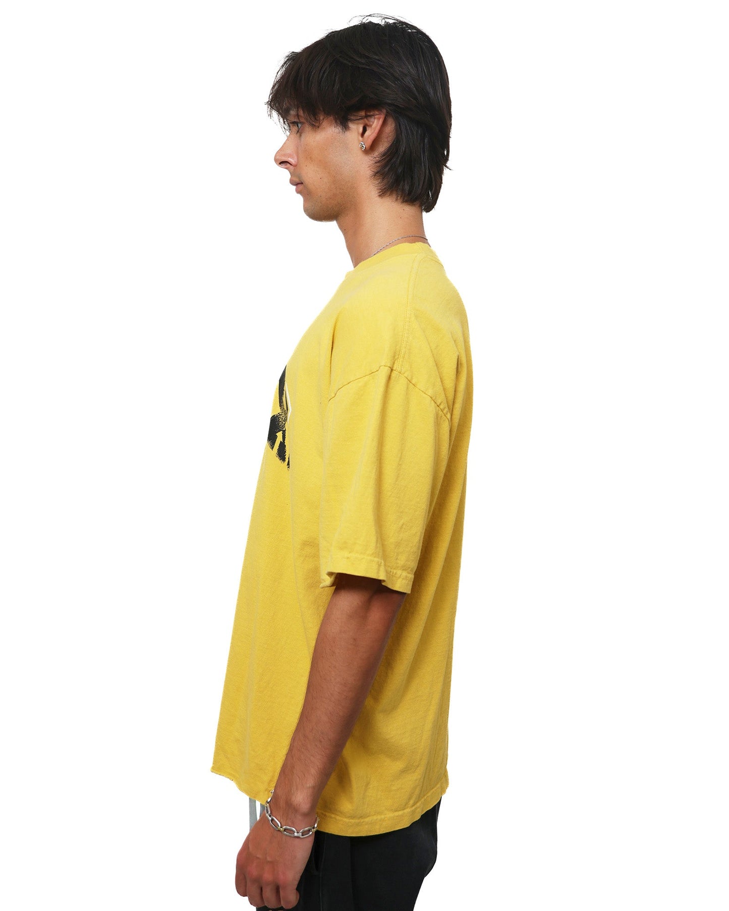 YEUX Distressed Yellow and Black Short Sleeve T-Shirt