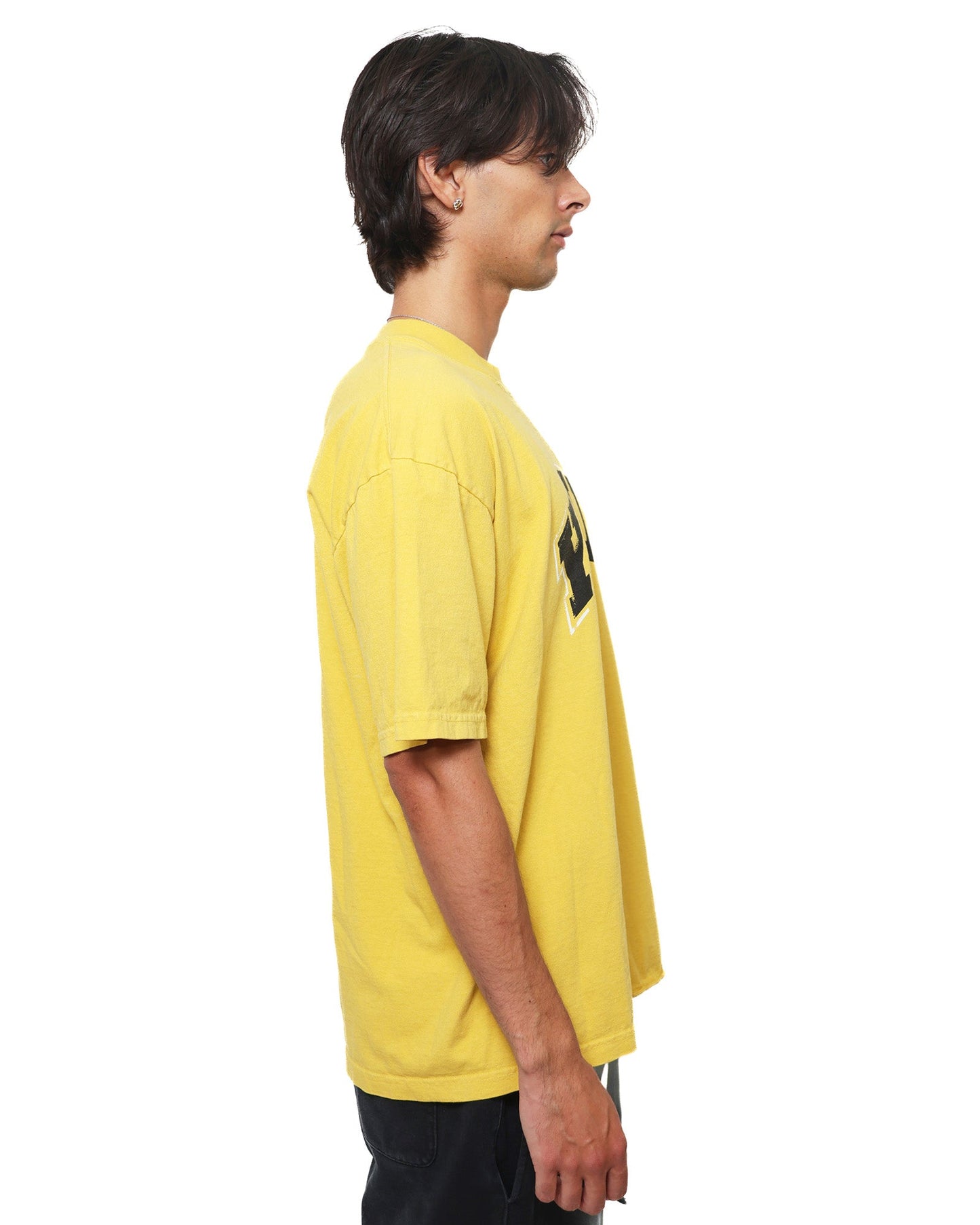 YEUX Distressed Yellow and Black Short Sleeve T-Shirt